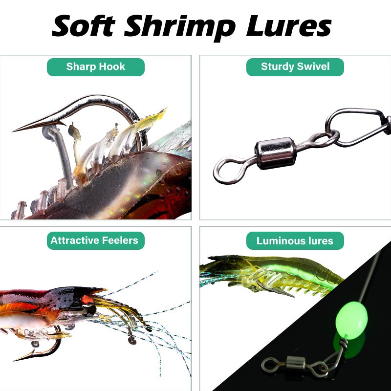 Goture Soft Lures Shrimp Bait Set Kit Lots for Freshwater Trout Bass Salmon 15pcs - Image 3